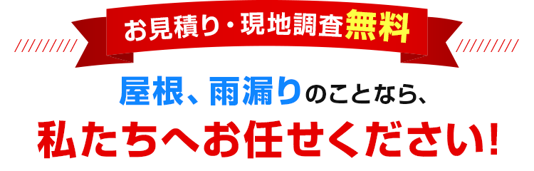 屋根、雨漏りのことなら私たちへお任せください！